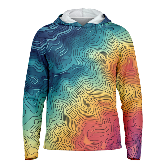 Angry Walleye - Contours 3D Men's Long Sleeve Hooded Sun Protection Performance Shirt