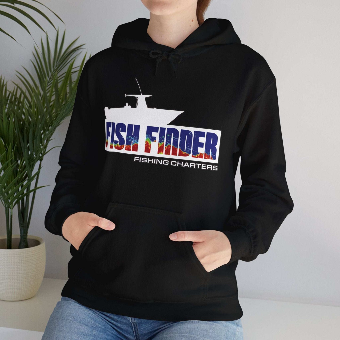 Fish Finder Fishing Charters Boat Logo Classic Hoodie - USA