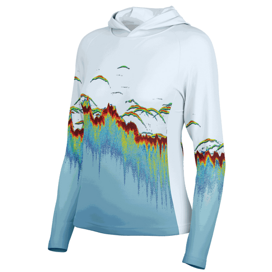 Women's Sonar Scan Lt Blue Hooded Sun Protection Shirt