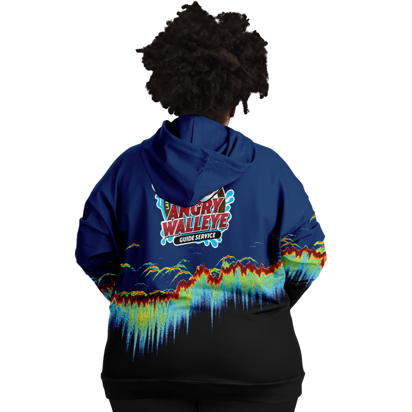 Sonar Scan Plus-size Hoodie - Angry Walleye