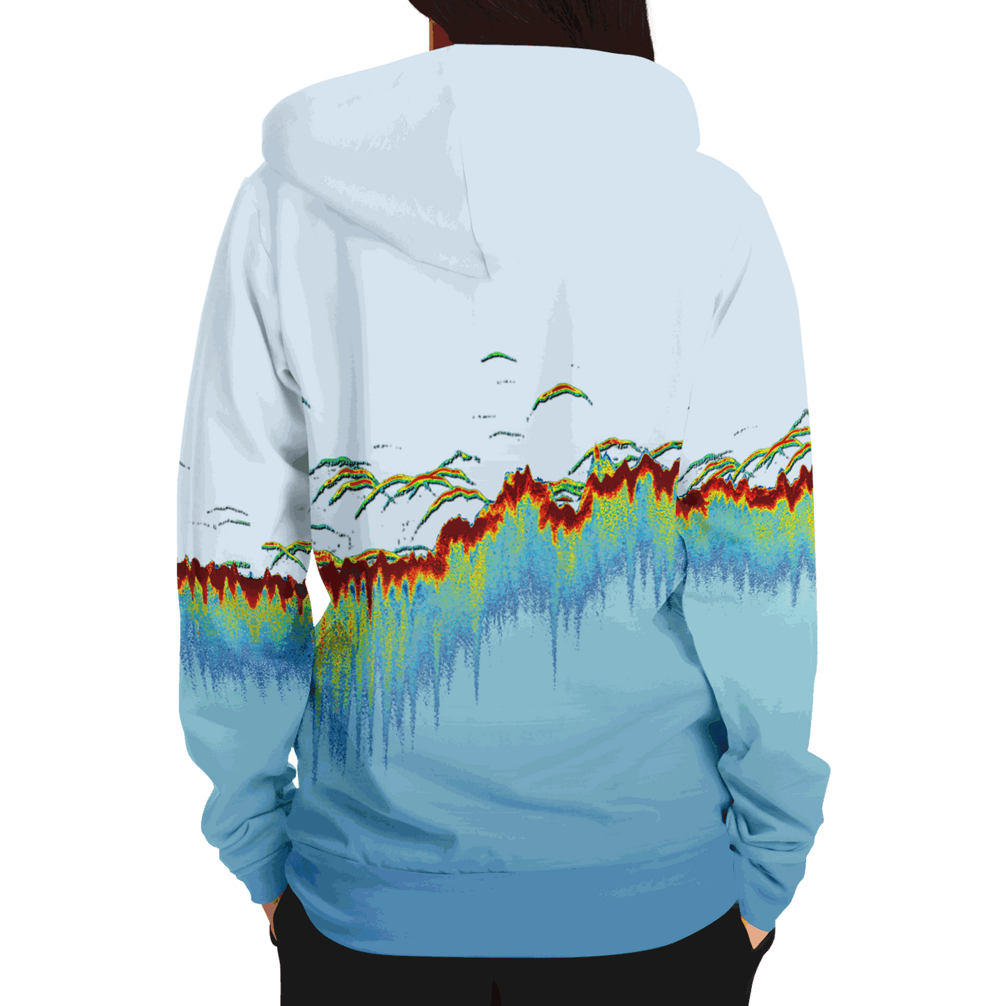 Sonar Scan Lt Blue Zip-Up Premium Hoodie