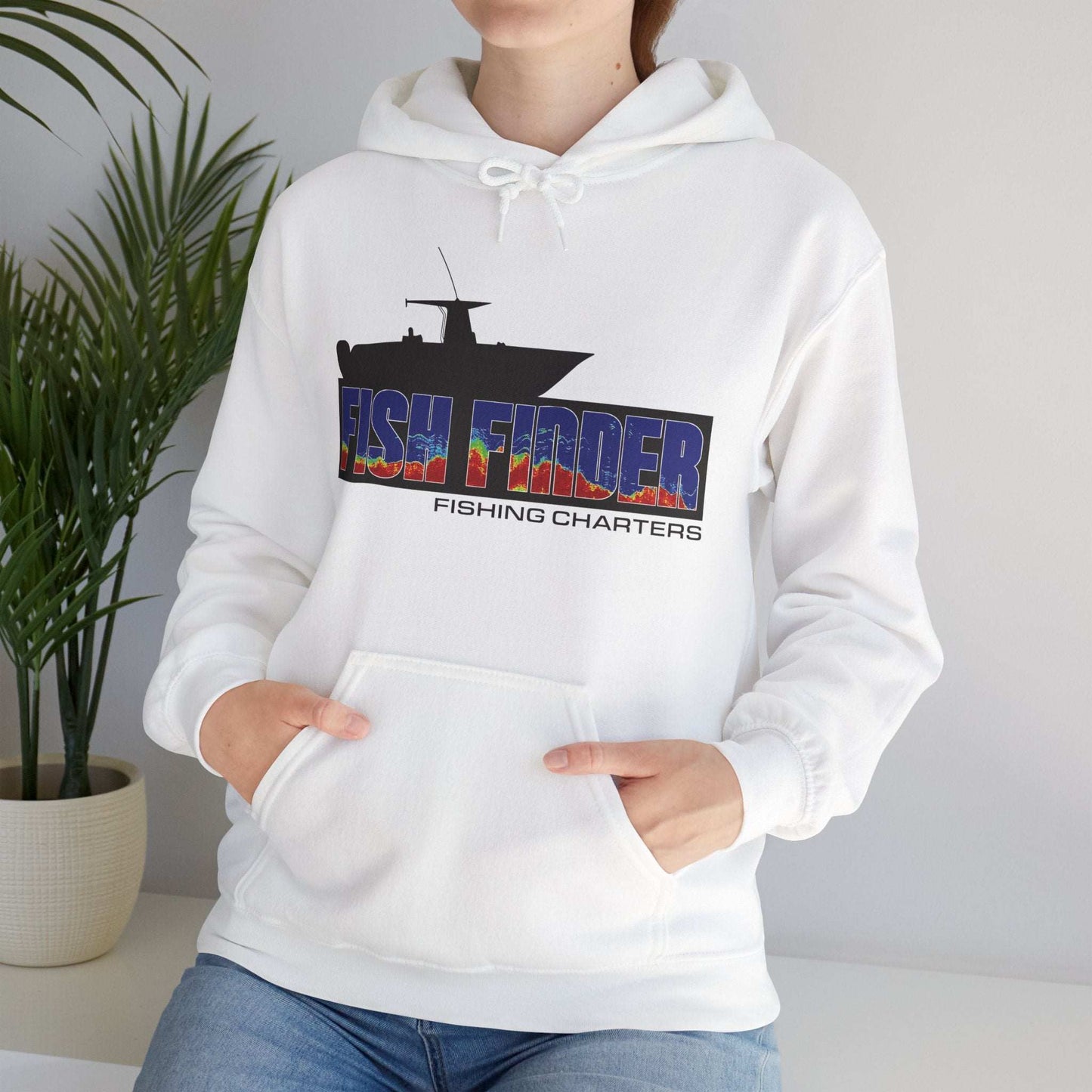 Fish Finder Fishing Charters Boat Logo Classic Hoodie - USA