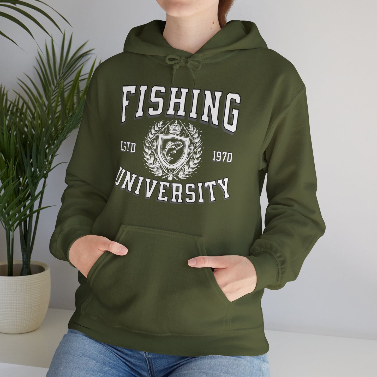 Fishing University - Cotton/Poly Blend Hoodie - 7 Colors
