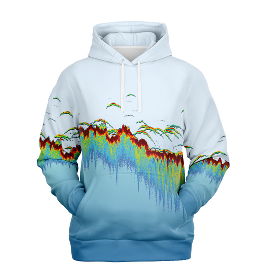 Angry Walleye - Sonar Scan Light Blue Premium Hoodie