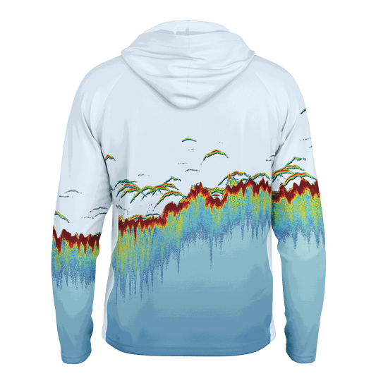 Men's Sonar Scan Lt Blue Hooded Sun Protection Shirt