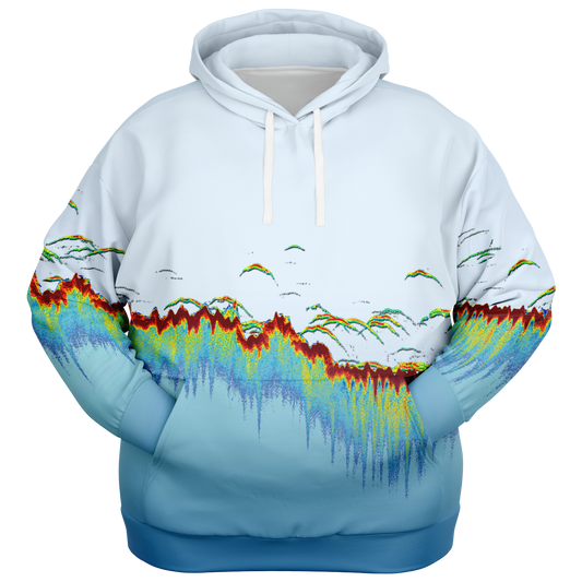 Angry Walleye - Sonar Scan Light Blue Premium Hoodie - Plus-size
