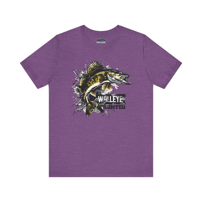 A Walleye Hunter - T-Shirt featuring a graphic design of a walleye fish with the text "walleye hunter" below it. The t-shirt has a crew neckline and short sleeves.