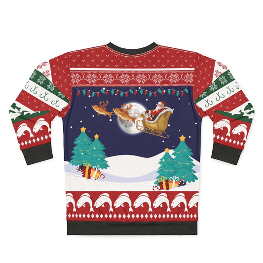Merry Fishmas festive ugly Christmas sweatshirt with fishing theme and holiday design.