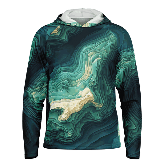 Angry Walleye - Depth Explorer Men's Long Sleeve Hooded Sun Protection Performance Shirt
