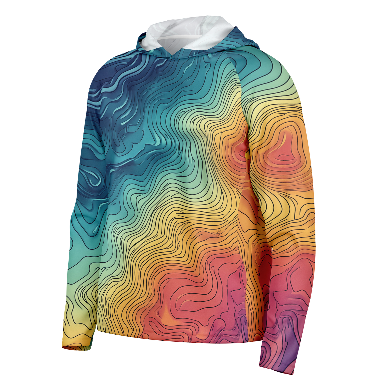 Angry Walleye - Contours 3D Men's Long Sleeve Hooded Sun Protection Performance Shirt