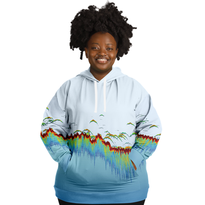 Angry Walleye - Sonar Scan Light Blue Premium Hoodie - Plus-size