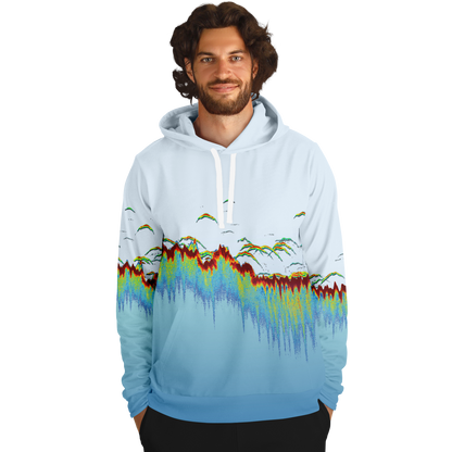 Angry Walleye - Sonar Scan Light Blue Premium Hoodie
