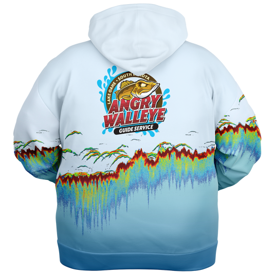 Angry Walleye - Sonar Scan Light Blue Premium Hoodie - Plus-size