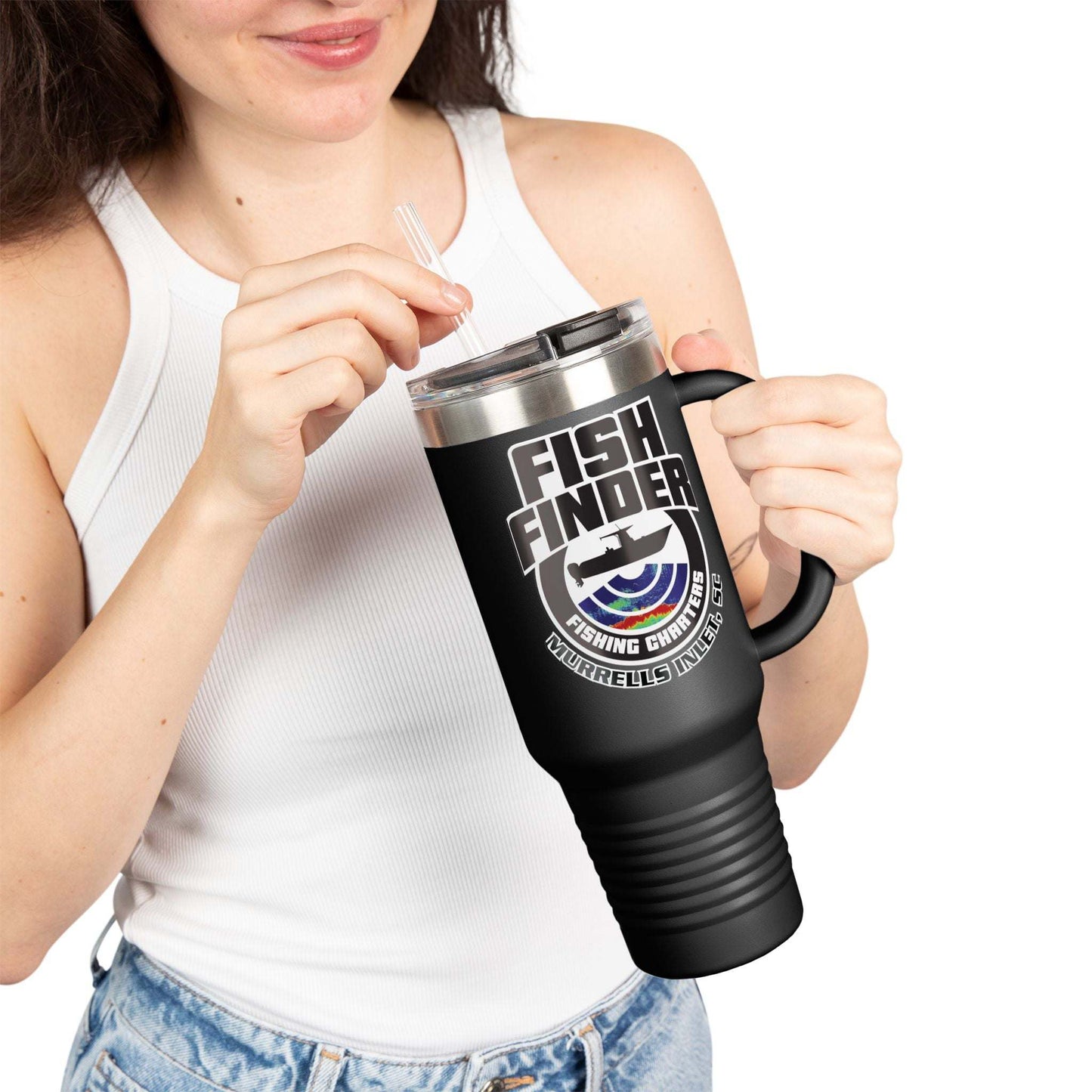 Fish Finder Fishing Charters Insulated Travel Mug - 40oz - USA