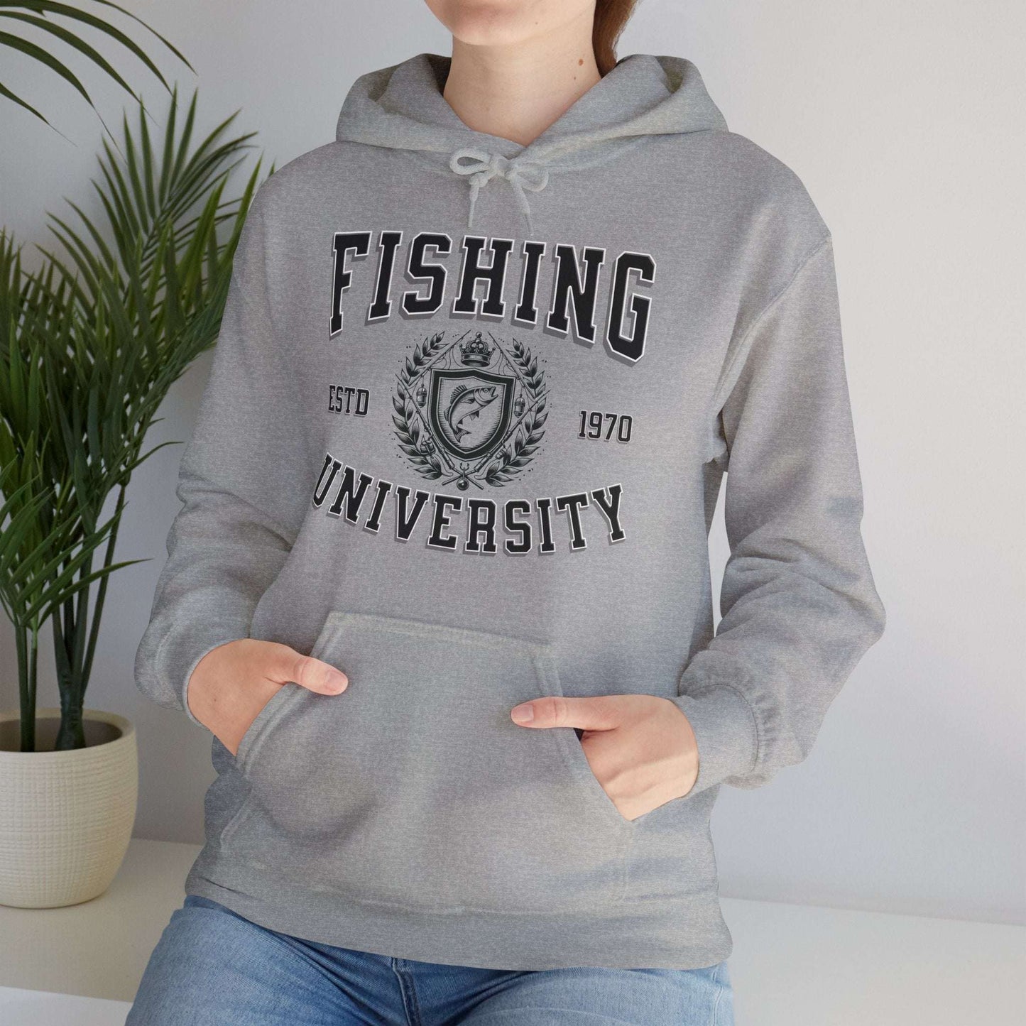 Fishing University Hoodie - Cotton/Poly Blend