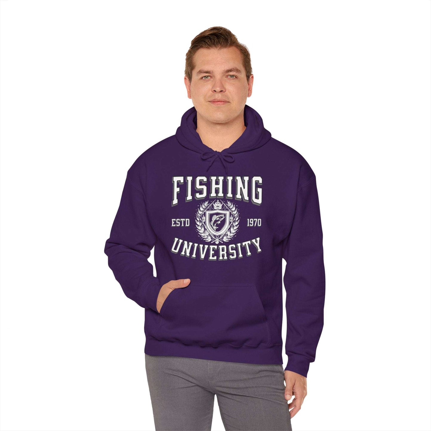 Fishing University Hoodie - Cotton/Poly Blend