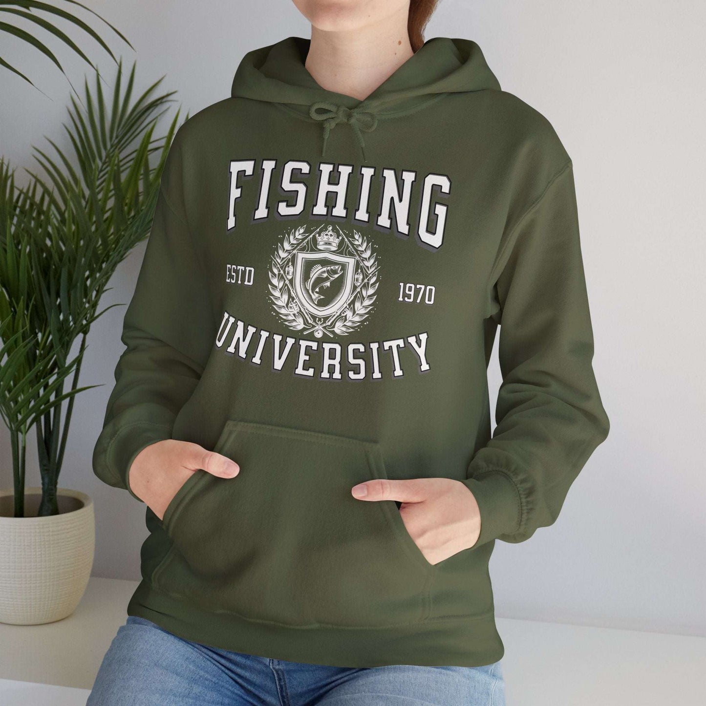 Fishing University Hoodie - Cotton/Poly Blend