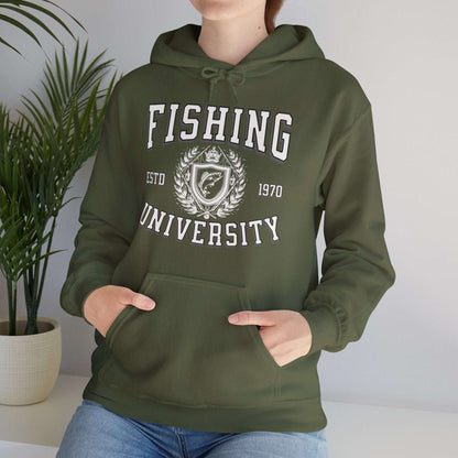Fishing University Hoodie - Cotton/Poly Blend