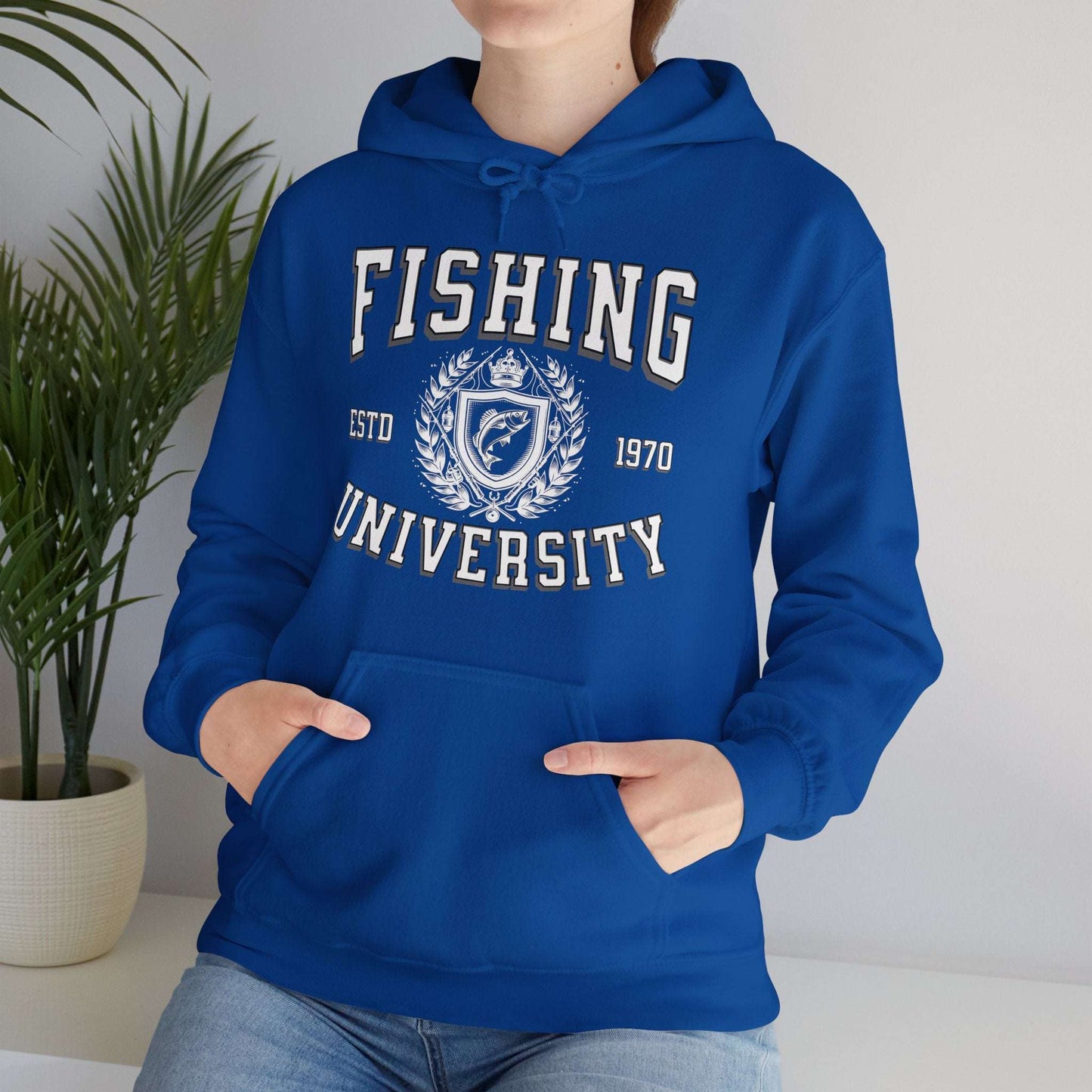 Fishing University Hoodie - Cotton/Poly Blend