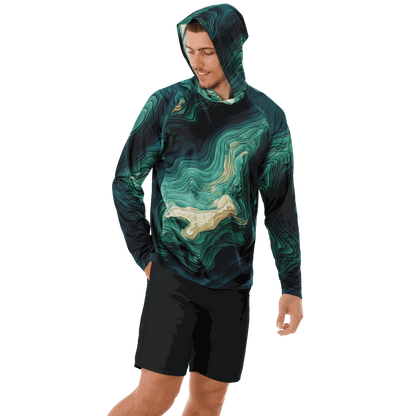 Angry Walleye - Depth Explorer Men's Long Sleeve Hooded Sun Protection Performance Shirt