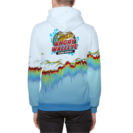 Sonar Scan Light Blue Premium Hoodie - Angry Walleye - USA