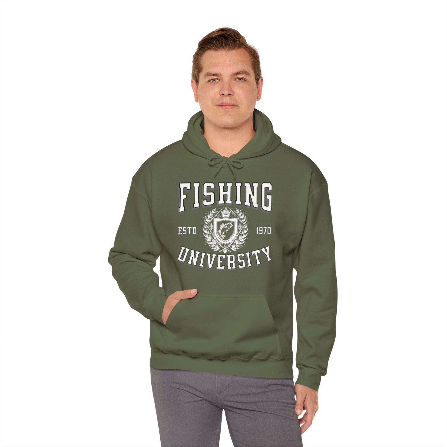 Fishing University Hoodie - Cotton/Poly Blend