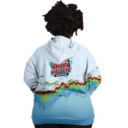Angry Walleye - Sonar Scan Light Blue Premium Hoodie - Plus-size