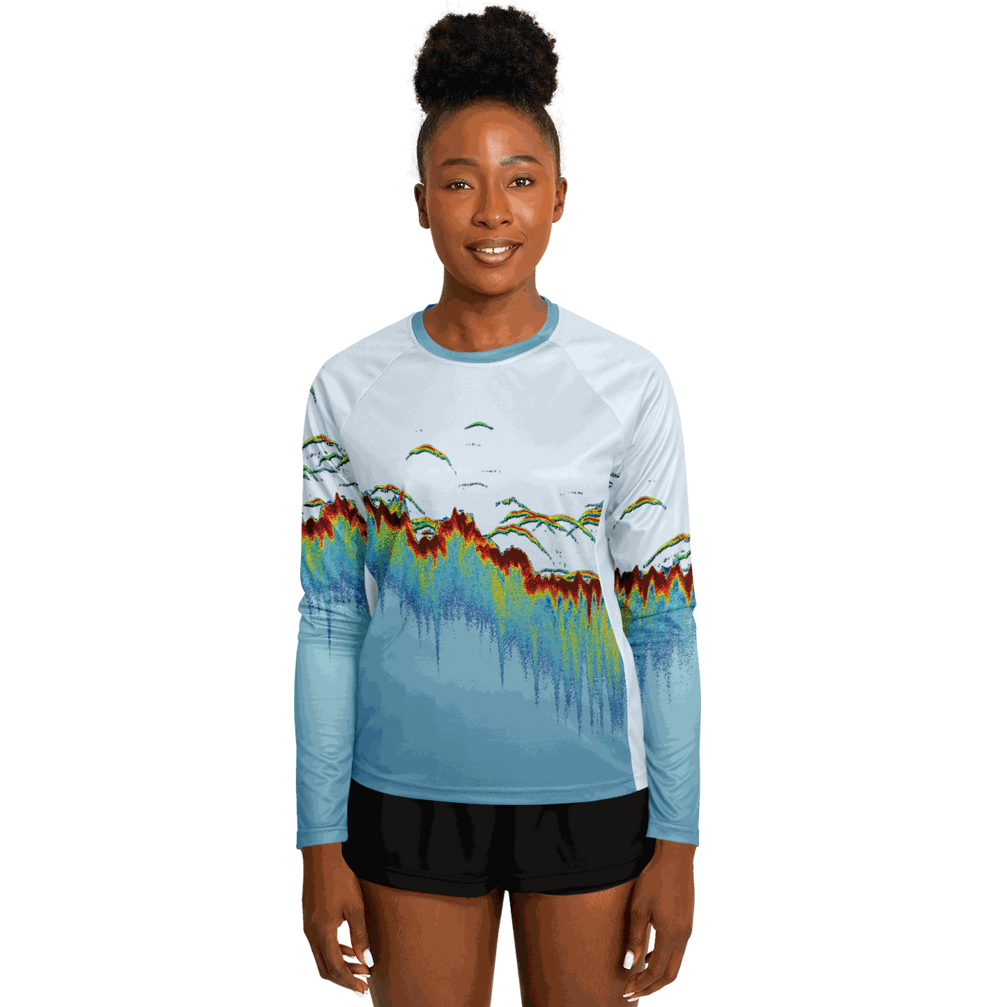 Women's Sonar Scan Lt Blue Sun Protection Shirt