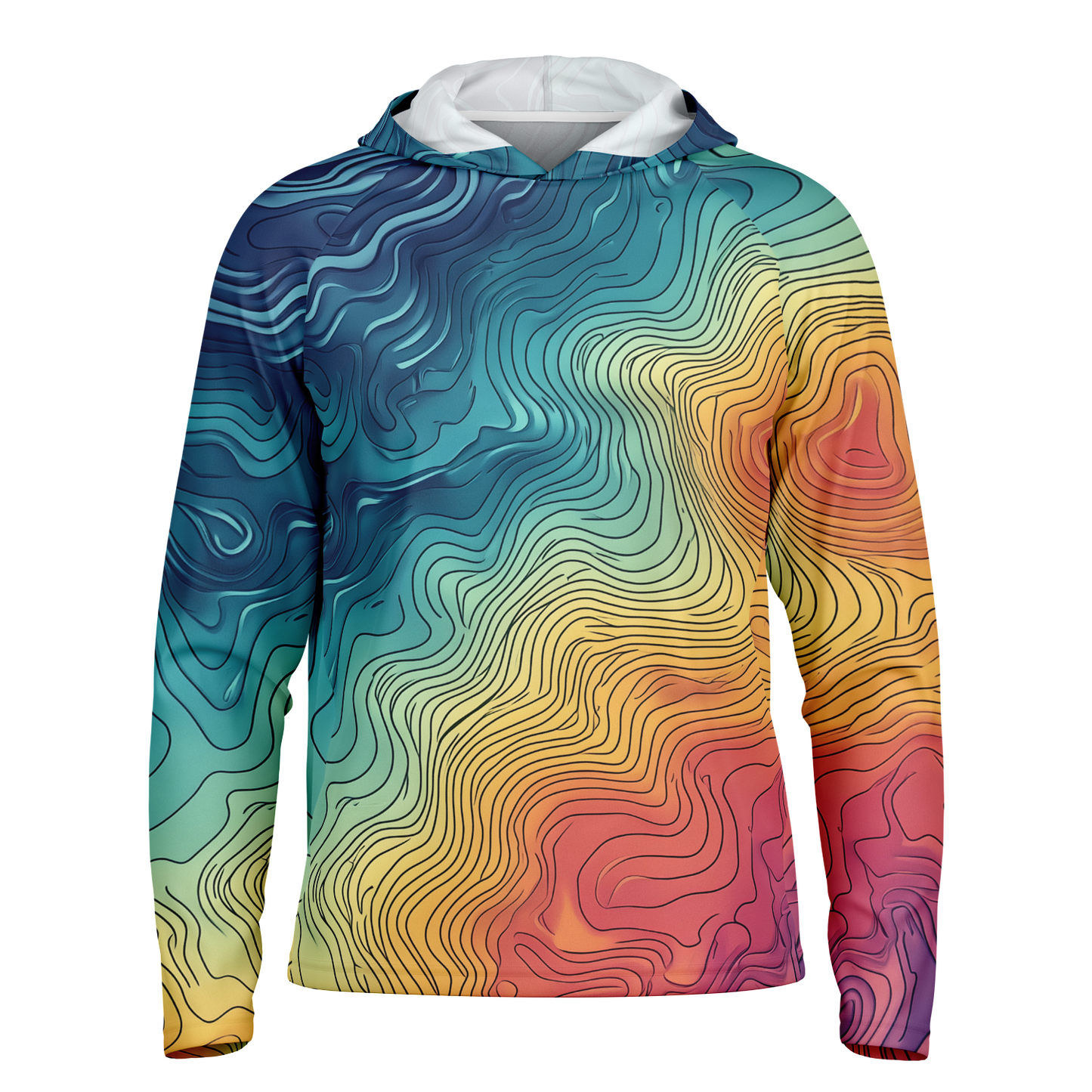 Angry Walleye - Contours 3D Men's Long Sleeve Hooded Sun Protection Performance Shirt