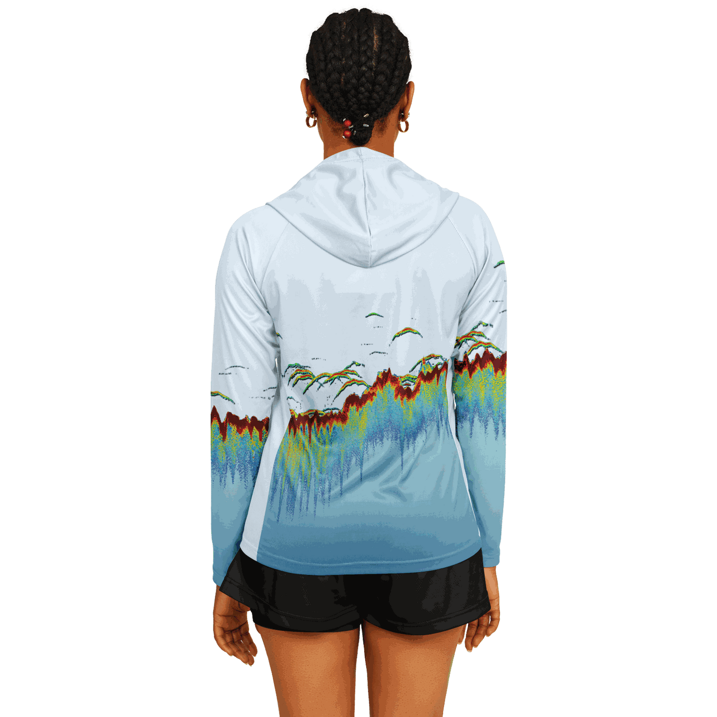 Women's Sonar Scan Lt Blue Hooded Sun Protection Shirt