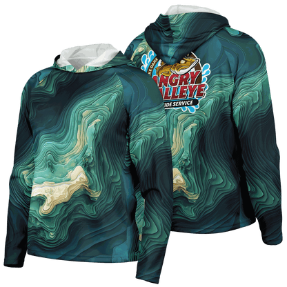 Angry Walleye - Depth Explorer Men's Long Sleeve Hooded Sun Protection Performance Shirt