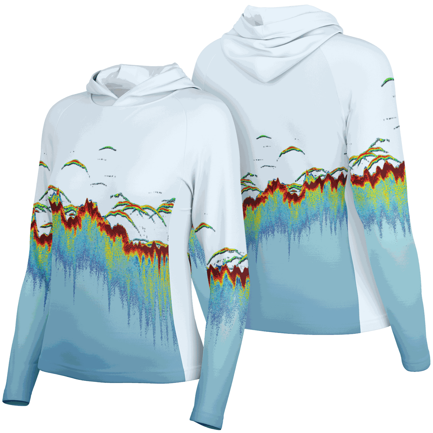 Women's Sonar Scan Lt Blue Hooded Sun Protection Shirt