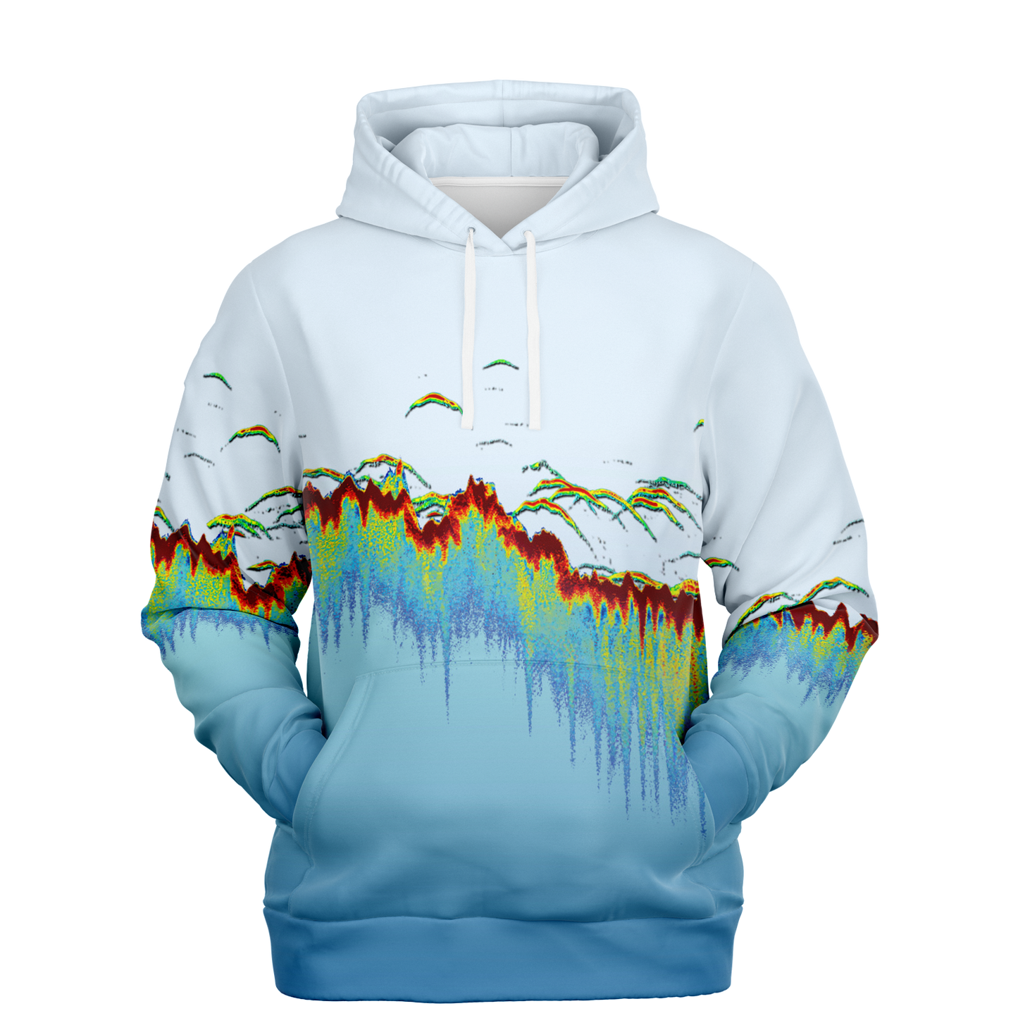 Angry Walleye - Sonar Scan Light Blue Premium Hoodie