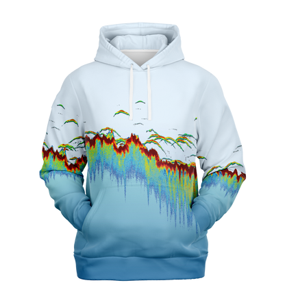 Angry Walleye - Sonar Scan Light Blue Premium Hoodie