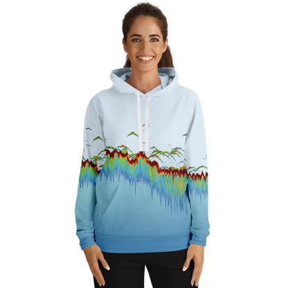 Angry Walleye - Sonar Scan Light Blue Premium Hoodie