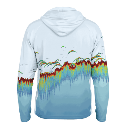 Men's Sonar Scan Lt Blue Hooded Sun Protection Shirt
