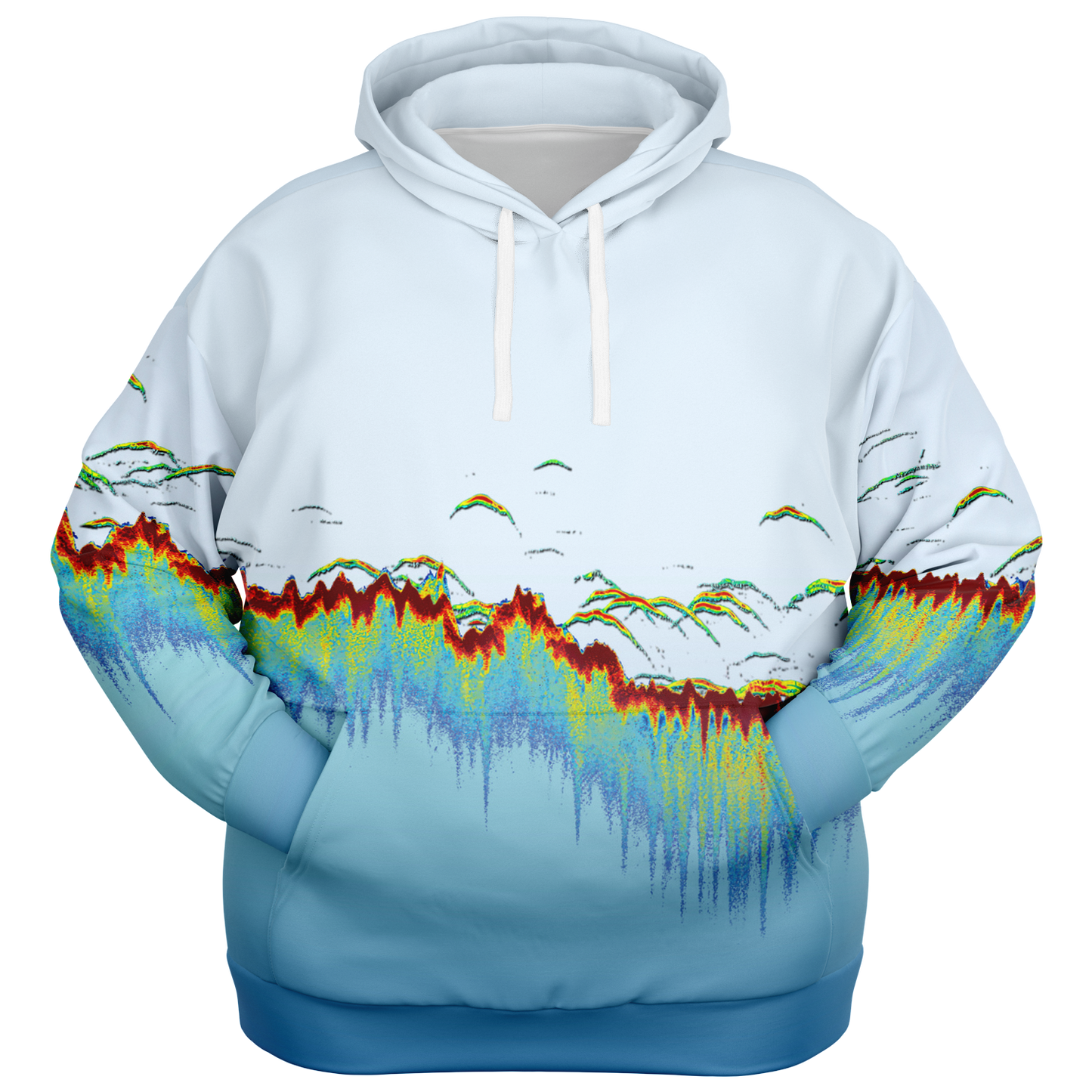 Angry Walleye - Sonar Scan Light Blue Premium Hoodie - Plus-size