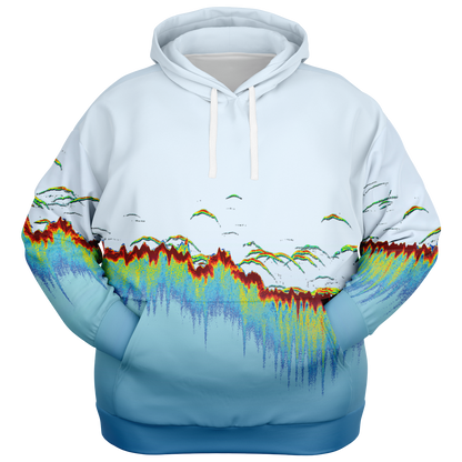 Angry Walleye - Sonar Scan Light Blue Premium Hoodie - Plus-size