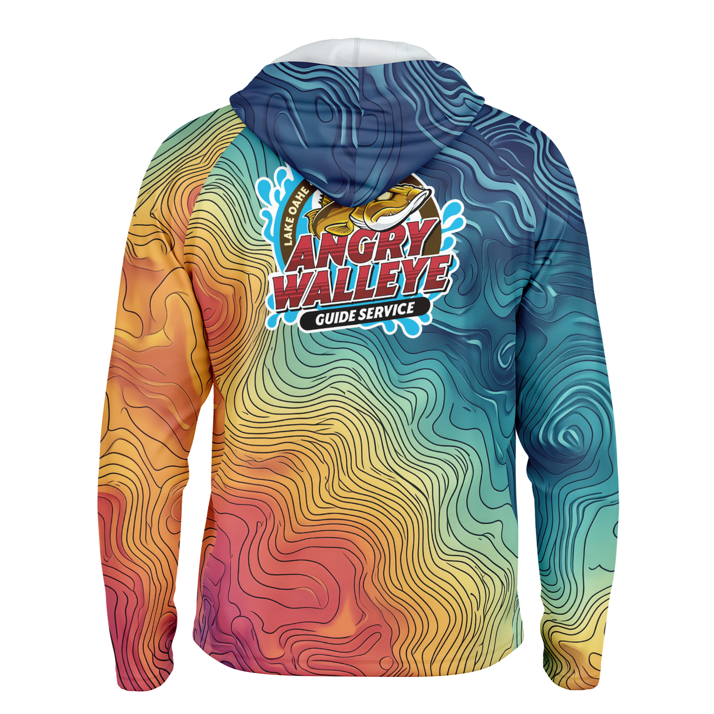 Angry Walleye - Contours 3D Men's Long Sleeve Hooded Sun Protection Performance Shirt