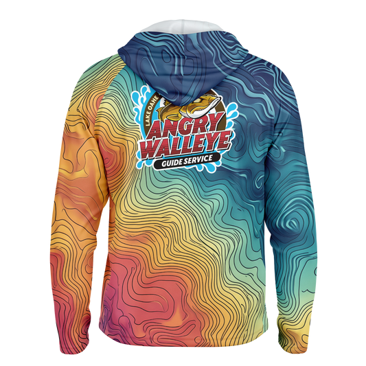 Angry Walleye - Contours 3D Men's Long Sleeve Hooded Sun Protection Performance Shirt
