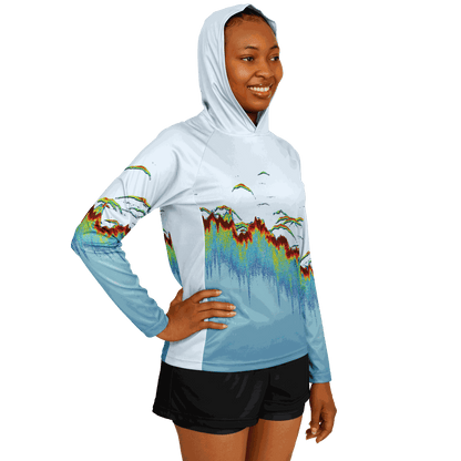 Women's Sonar Scan Lt Blue Hooded Sun Protection Shirt