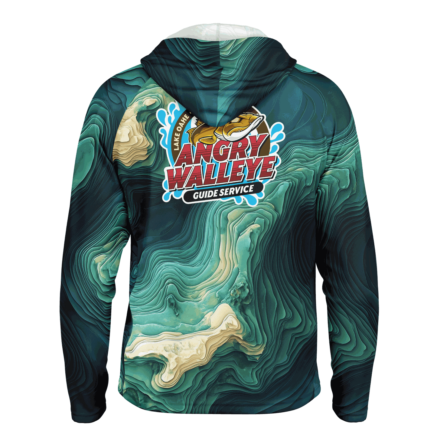 Angry Walleye - Depth Explorer Men's Long Sleeve Hooded Sun Protection Performance Shirt