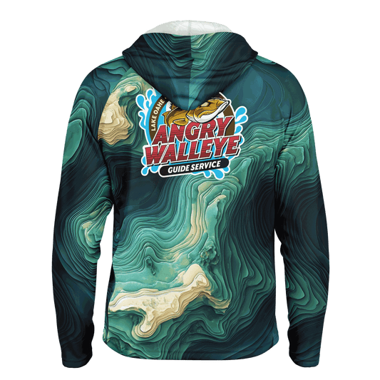 Angry Walleye - Depth Explorer Men's Long Sleeve Hooded Sun Protection Performance Shirt