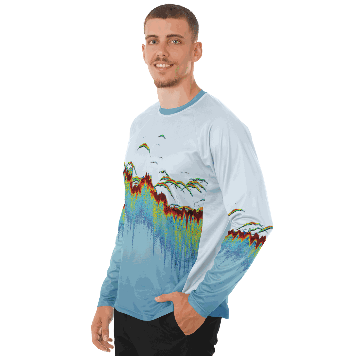 Men's Sonar Scan Lt Blue Sun Protection Shirt