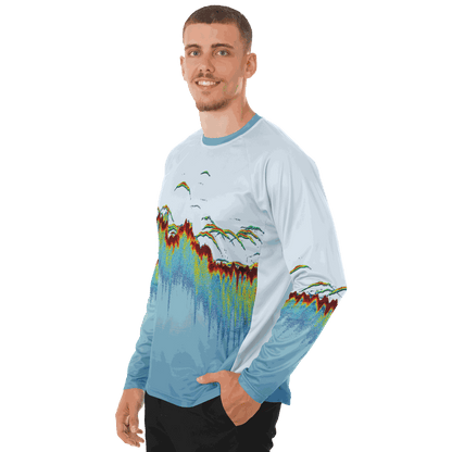 Men's Sonar Scan Lt Blue Sun Protection Shirt