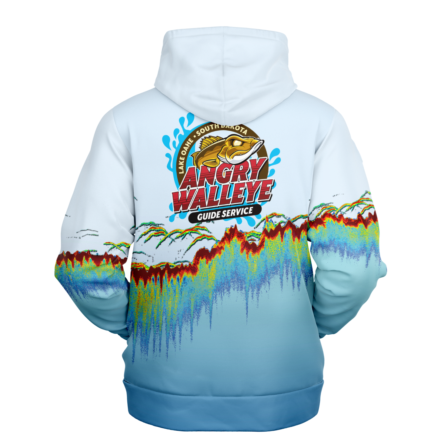 Angry Walleye - Sonar Scan Light Blue Premium Hoodie