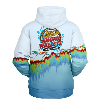 Angry Walleye - Sonar Scan Light Blue Premium Hoodie