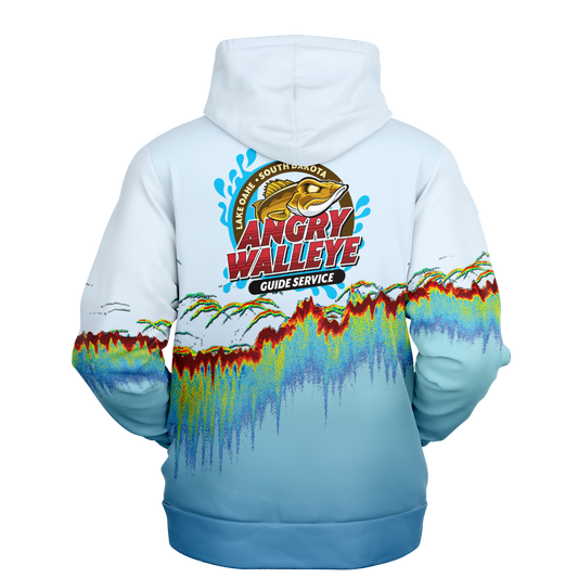 Angry Walleye - Sonar Scan Light Blue Premium Hoodie