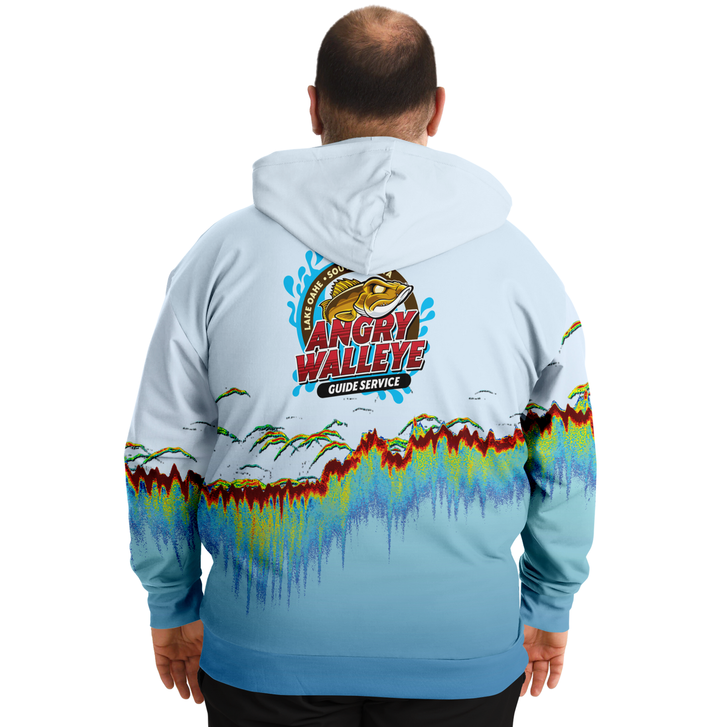 Angry Walleye - Sonar Scan Light Blue Premium Hoodie - Plus-size