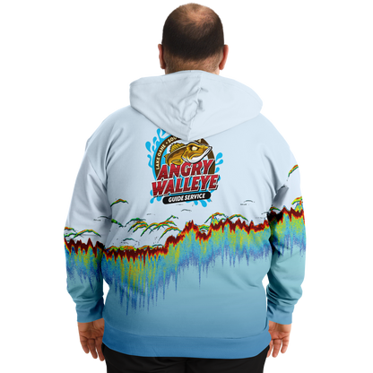 Angry Walleye - Sonar Scan Light Blue Premium Hoodie - Plus-size